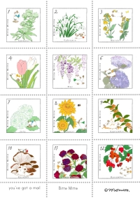 猫と季節の切手